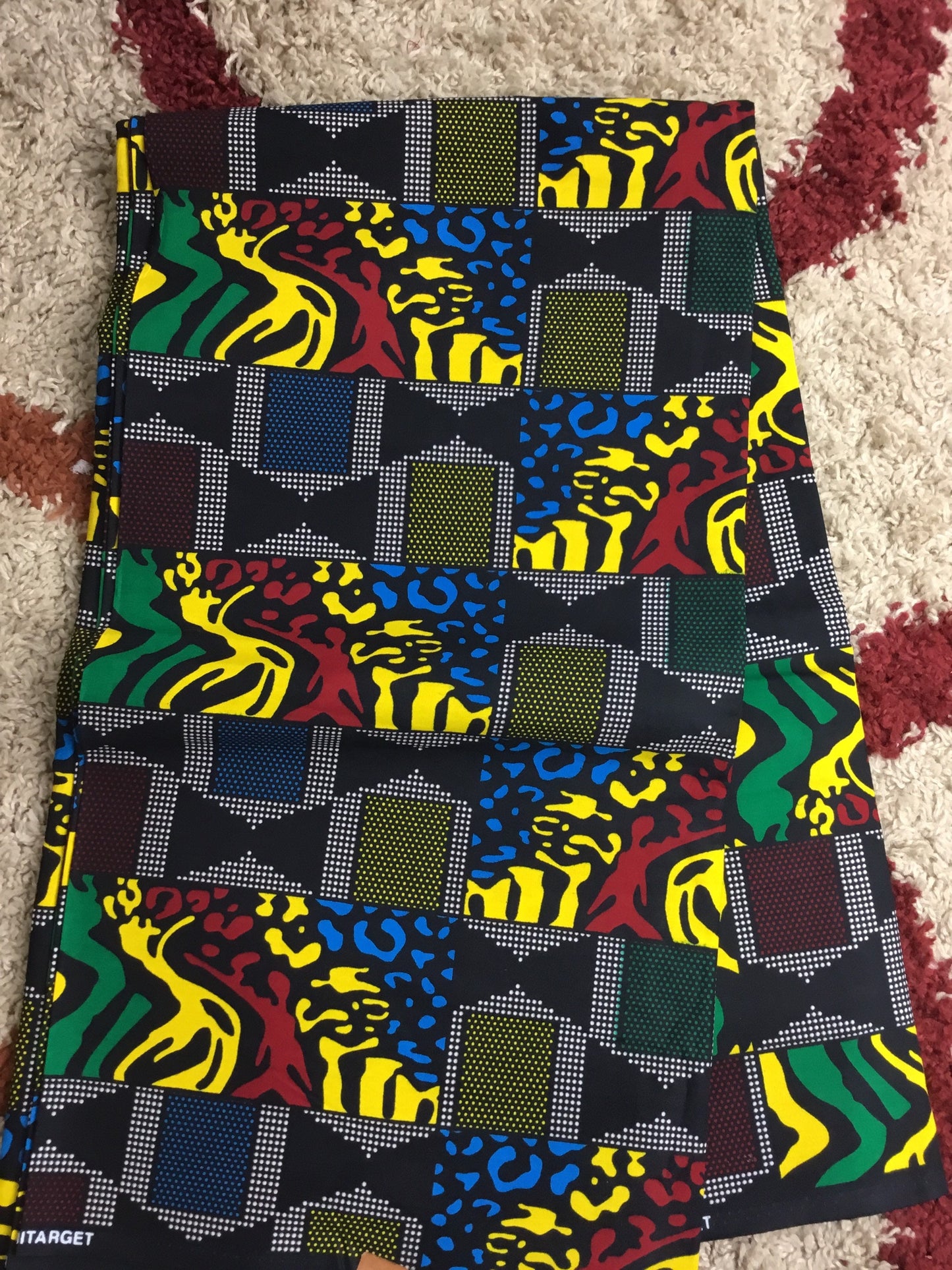 Black, yellow and red African Fabric/African prints/ Ankara fabric/ African fabric per yard/ African fabric for crafts/ African fabri/DK15/D