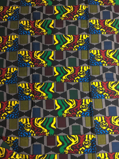 Black, yellow and red African Fabric/African prints/ Ankara fabric/ African fabric per yard/ African fabric for crafts/ African fabri/DK15/D