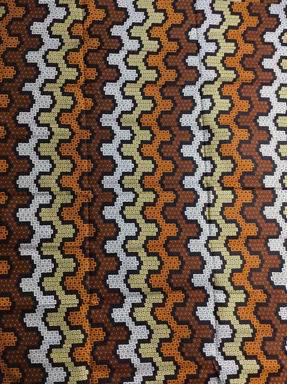 African Fabric/African Print Fabric/Ankara -Brown and Cream Fabric/African/ Fabric/ Cotton Fabric/African Dress/African Print/Kente Fa/MK508