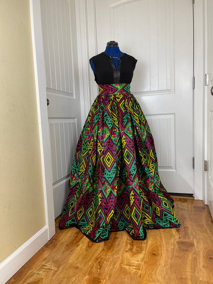 African skirt/Danshiki skirt/Ethnic skirt/Black pink skirt/African skirt for sale/African women clothing/Ankara skirt/Maxi skirt/DR12