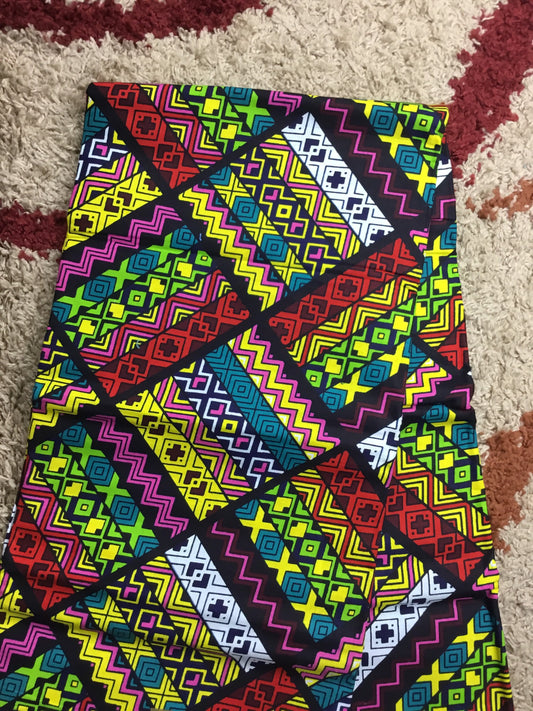 Multicolor African Fabric/African prints/ Ankara fabric/ African fabric per yard/ African fabric for crafts/ African fabri/DK18