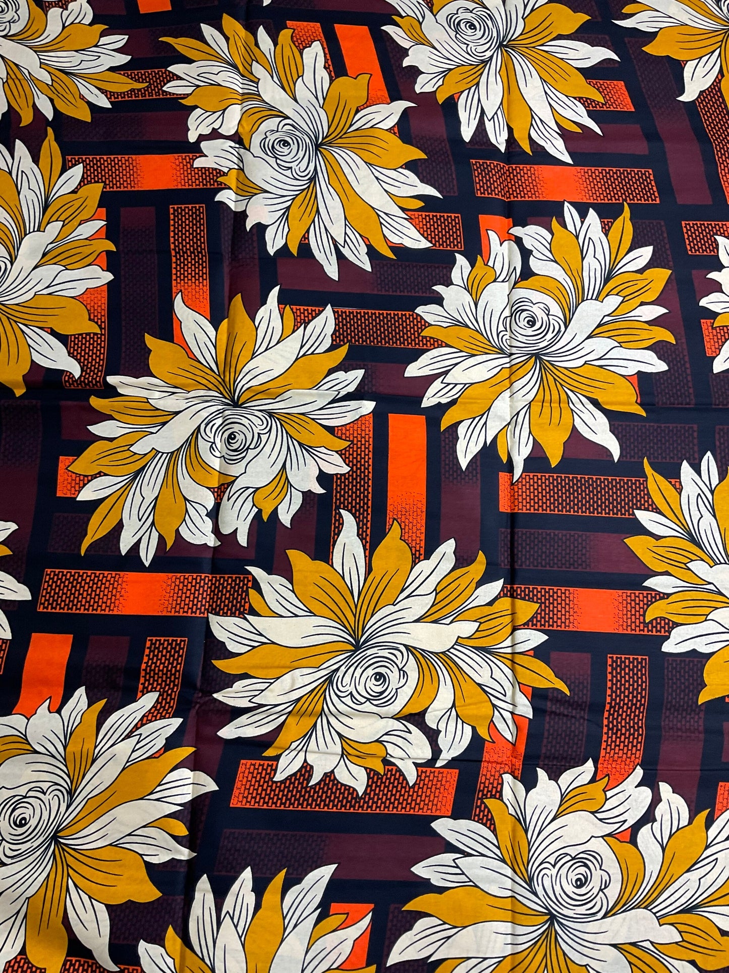 African Fabric/African prints/ Ankara fabric/ African wax/Brown yellow and orange African fabric/ African fabric 6 yards/MK616