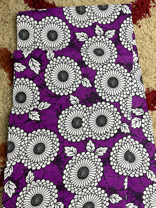 Lilac and white African Fabric/African prints/ Ankara fabric/ Wax prints / African patched work fabric/ African headwrap/MK809