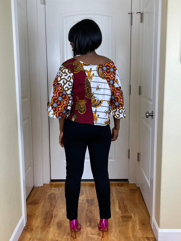 African clothing for women/ African high low crop top/ African cape top/plus size crop top/ Full flare blouse/Danshiki Top/African Blouse