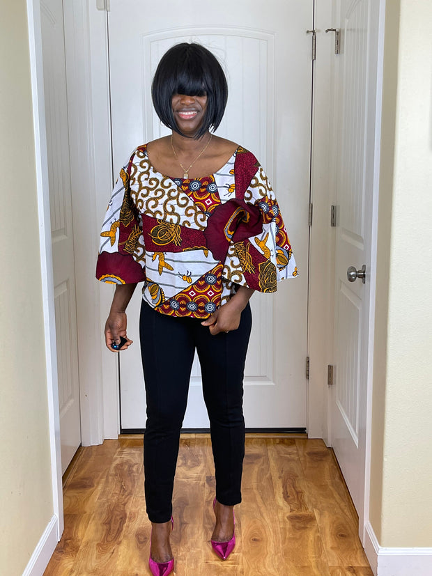 African clothing for women/ African high low crop top/ African cape top/plus size crop top/ Full flare blouse/Danshiki Top/African Blouse