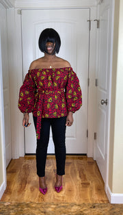 African Blouses For Women Fashion |African Blouses |African Women’s Top|African Women Clothing |African Off Shoulder Blouse|Red Blouse