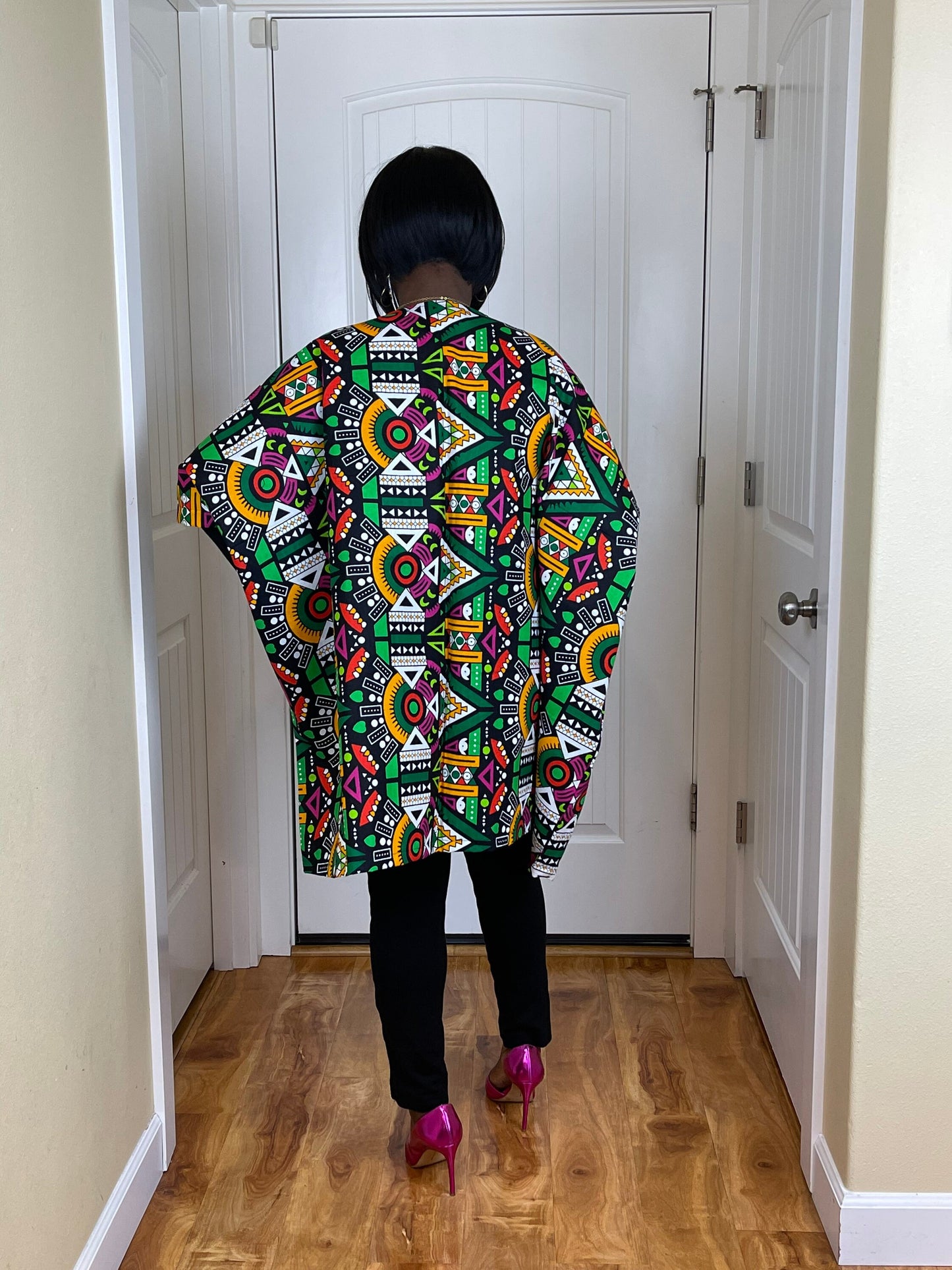 African women clothing/Danshiki Poncho/Poncho/Oversized kimono/African jacket/Ready to ship kimono/Green kimono/African top/African duster