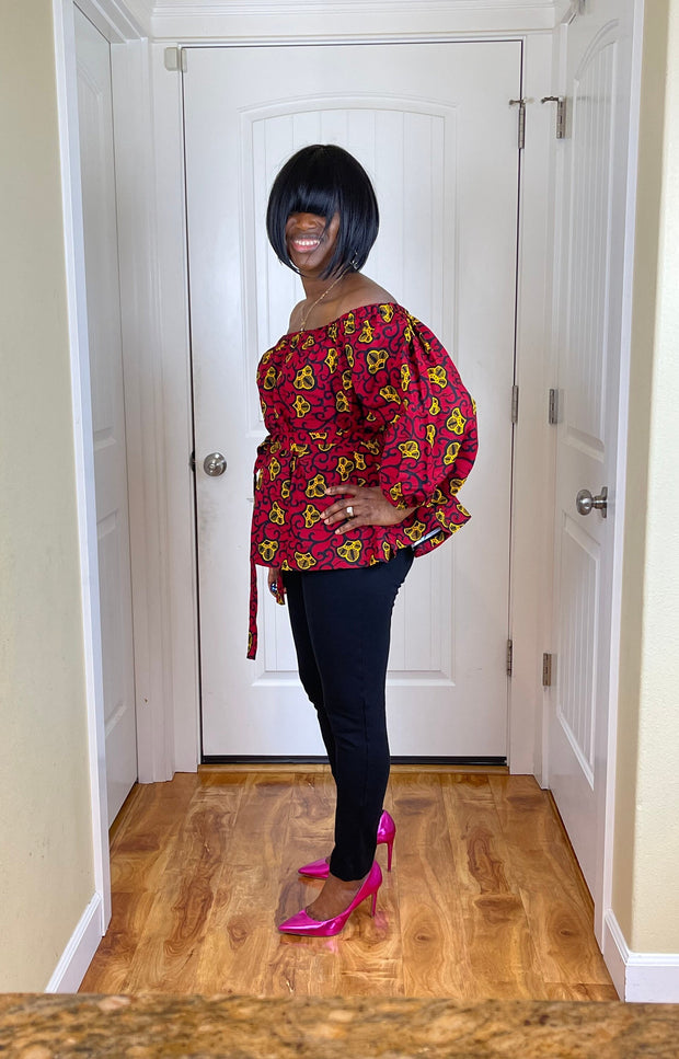 African Blouses For Women Fashion |African Blouses |African Women’s Top|African Women Clothing |African Off Shoulder Blouse|Red Blouse