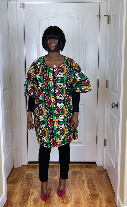 African women clothing/Danshiki Poncho/Poncho/Oversized kimono/African jacket/Ready to ship kimono/Green kimono/African top/African duster