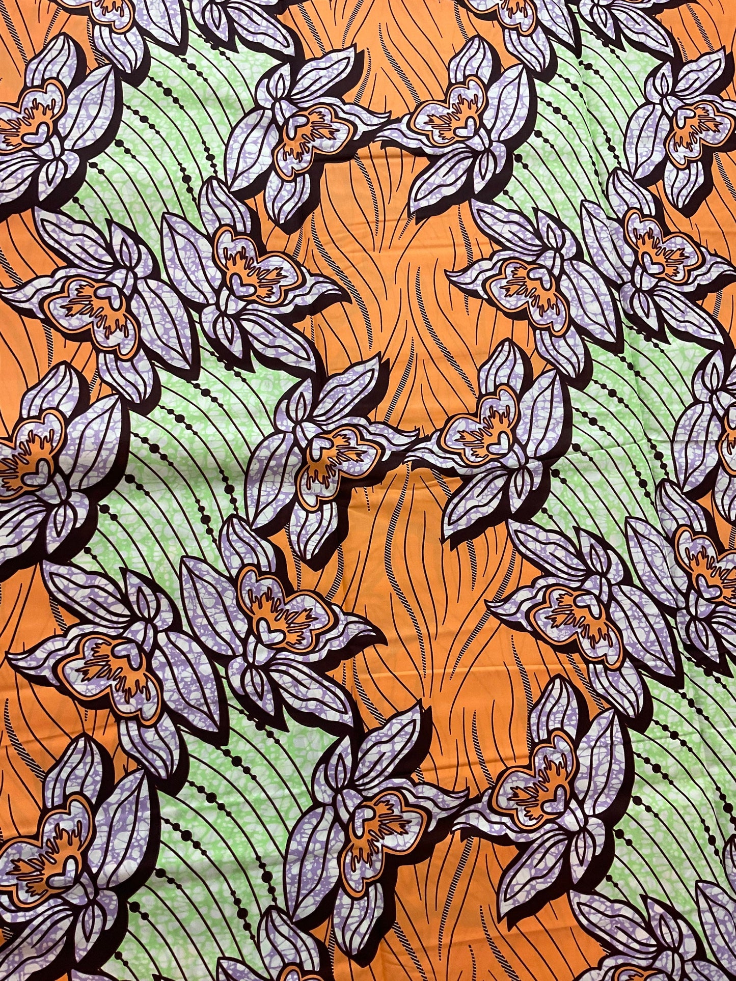 African Fabric/African Print Fabric/ Fabric Bundles/ Boho Fabric/ Fabric/Ankara-Orange Lemon Floral Design/Fabric By The Yard/Quilting/MK457