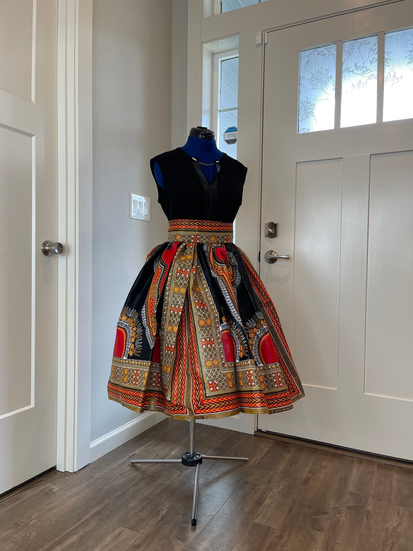 African Midi Skirt With Pockets/Ankara Skirt/African Clothing/VA47