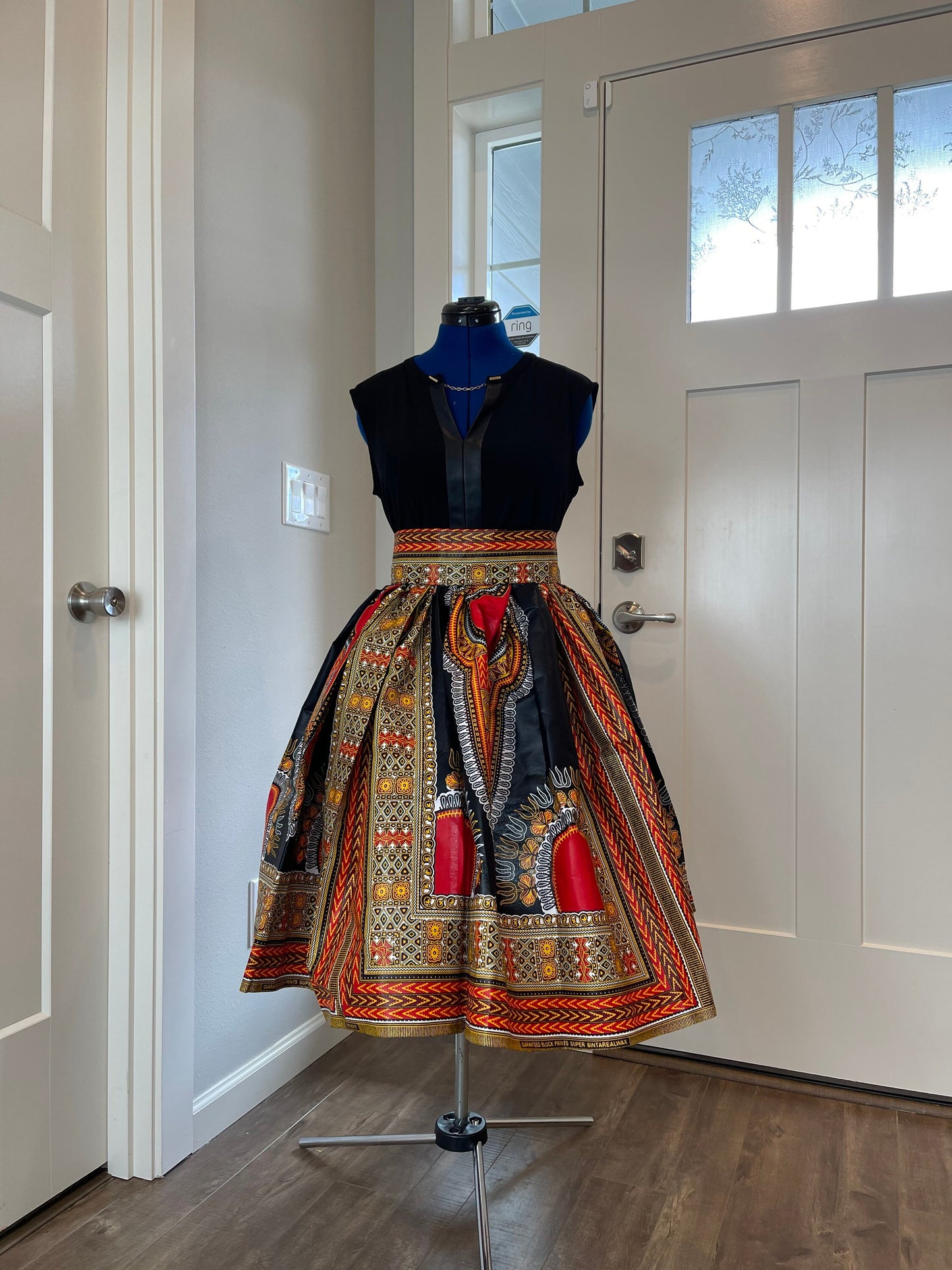 African Midi Skirt With Pockets/Ankara Skirt/African Clothing/VA47