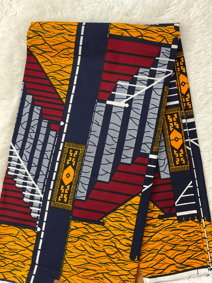 African fabric /African fabric by the yard/ African fabric for sale/Danshiki fabric/African headwrap/Red,navy and yellow African fabric