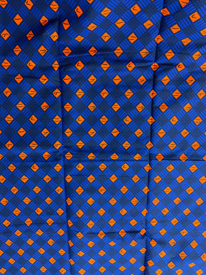 African fabric /African fabric by the yard/ African fabric for sale/Danshiki fabric/African headwrap/Blue and orange African fabric/GT5