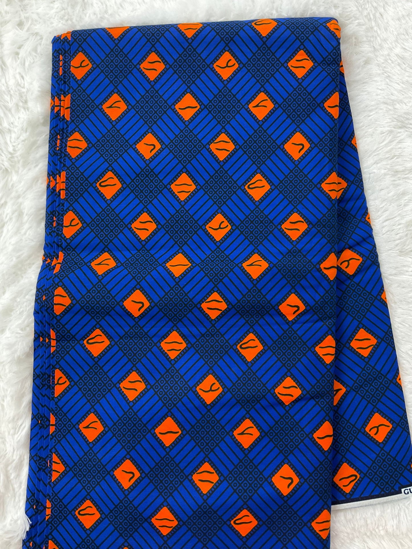 African fabric /African fabric by the yard/ African fabric for sale/Danshiki fabric/African headwrap/Blue and orange African fabric/GT5
