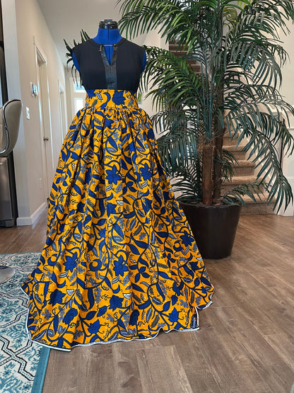 African clothing maxi skirt/ African women clothing/ Ankara maxi skirt/ African print skirt/ Ankara long skirt/ Yellow African fashion skirt