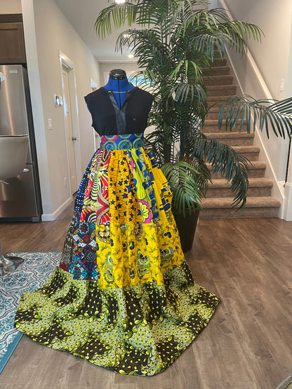 African Skirt With Pockets/Ankara Skirt/Maxi Skirt/VA43