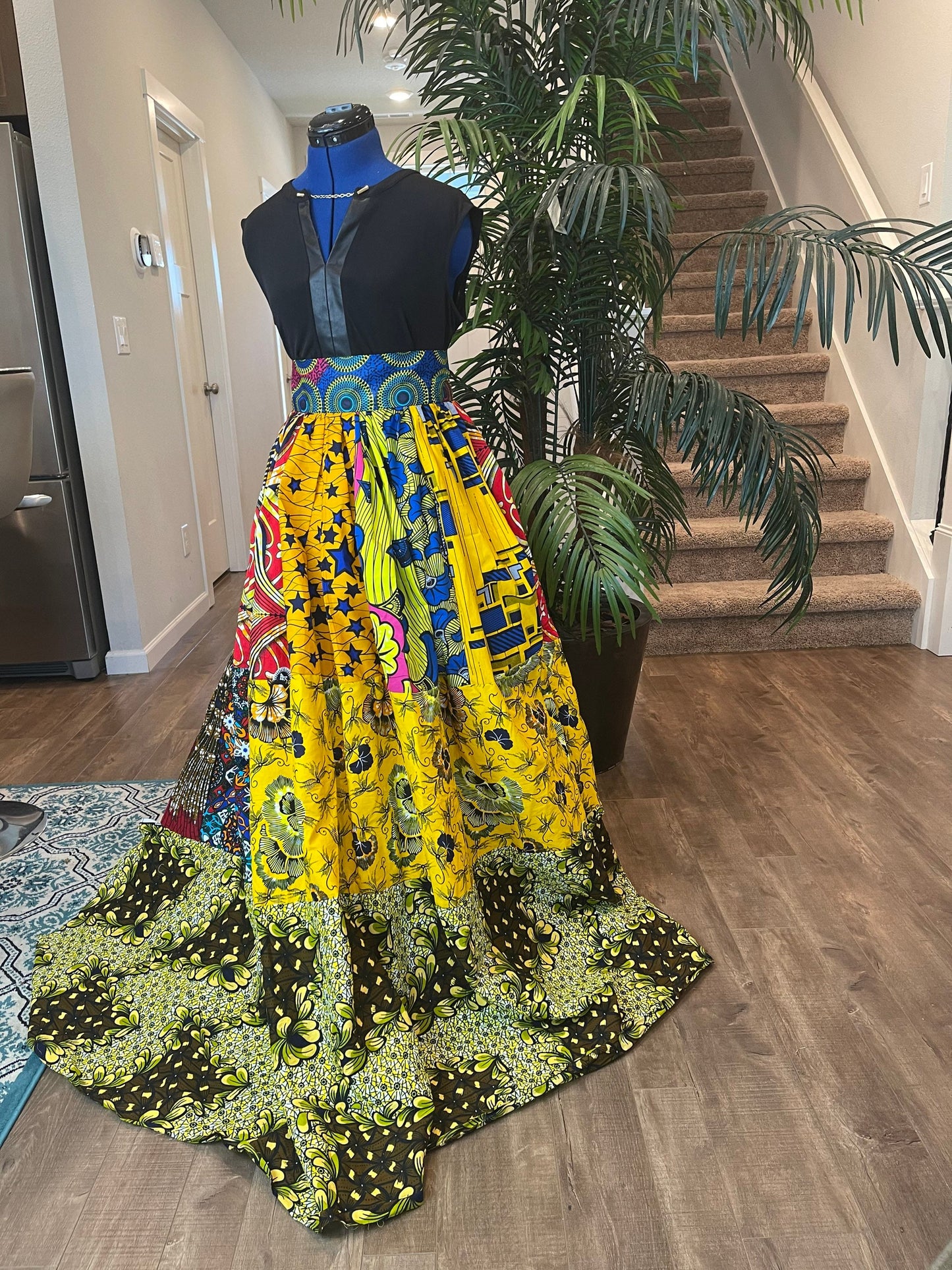 African Skirt With Pockets/Ankara Skirt/Maxi Skirt/VA43