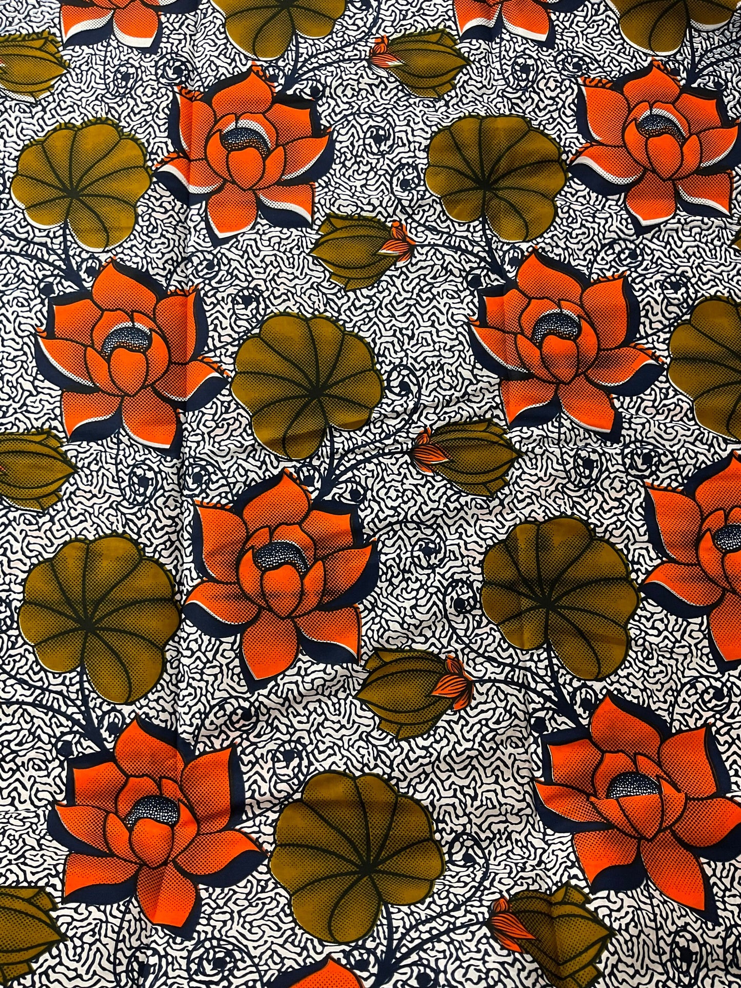 Cream and orange African Fabric/African prints/ Ankara fabric/ African fabric per yard/ African fabric for crafts/ African/FG26