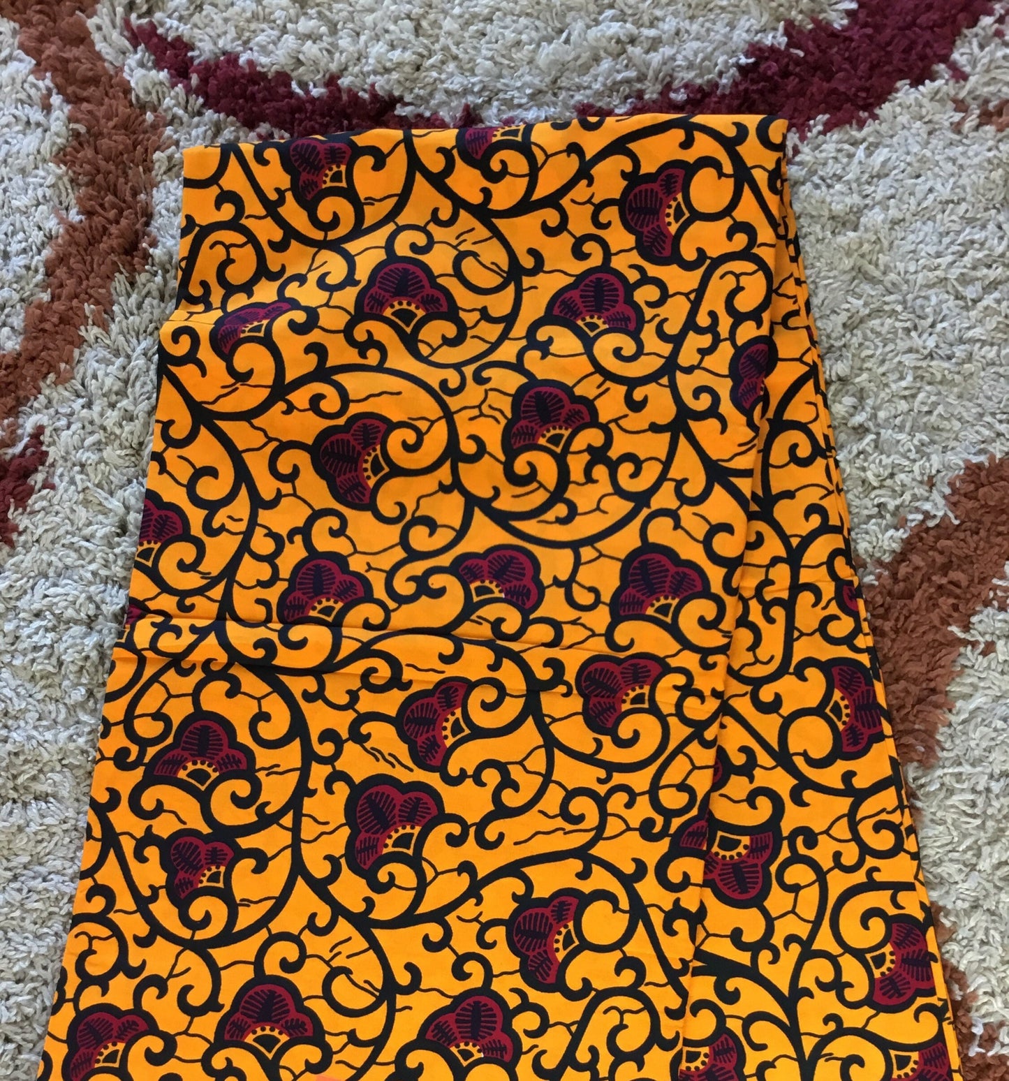Yellow and red African Fabric/African print/African fabric by the yard /Hollandais/ African fabric/ African fabric 6 yards/FG84e