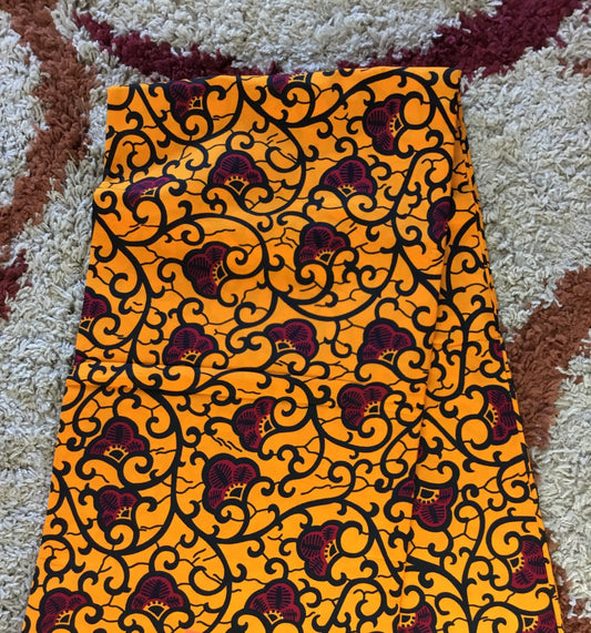 Yellow and red African Fabric/African print/African fabric by the yard /Hollandais/ African fabric/ African fabric 6 yards/FG84e