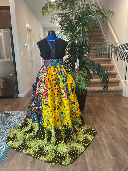 African Skirt With Pockets/Ankara Skirt/Maxi Skirt/VA43