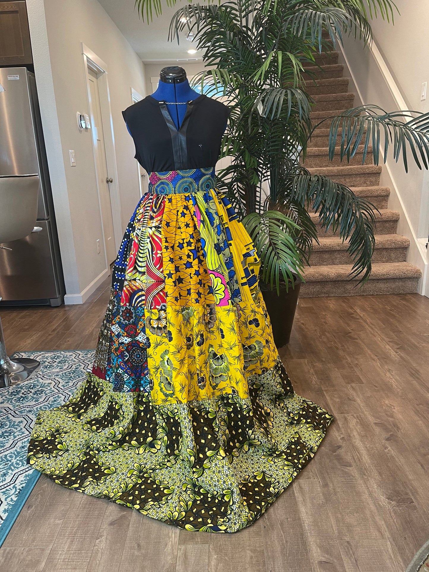 African Skirt With Pockets/Ankara Skirt/Maxi Skirt/VA43