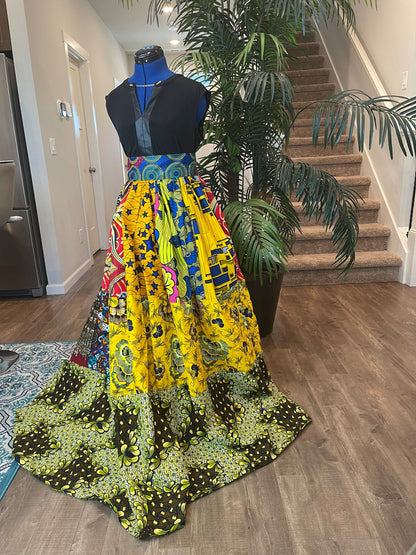 African Skirt With Pockets/Ankara Skirt/Maxi Skirt/VA43