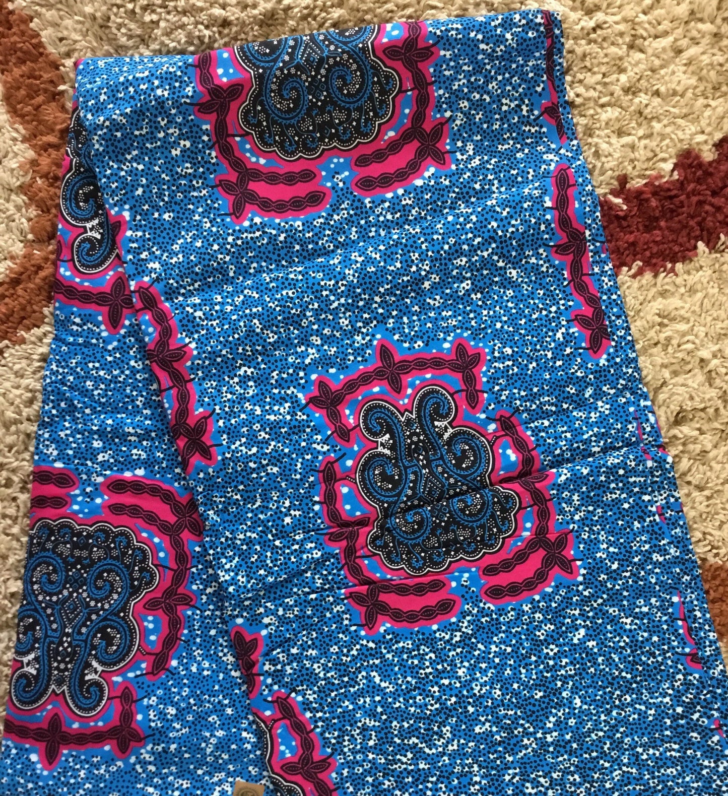 Blue and pink African Fabric/African prints/ Ankara fabric/African wax/Hollandais/ Blue and white African Kente/blue and white fabric/MK788p