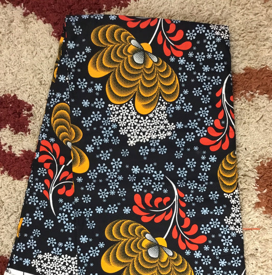 Black and gold African Fabric/African prints/ Ankara fabric/ Wax print/ African fabric for crafts/ African headwrap/ African clothing/MK908D