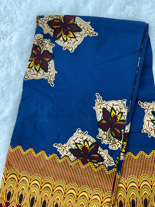 Blue and gold floral African Fabric/African prints/ Ankara fabric/ African fabric per yard/ African fabric for crafts/ African fab/MK153