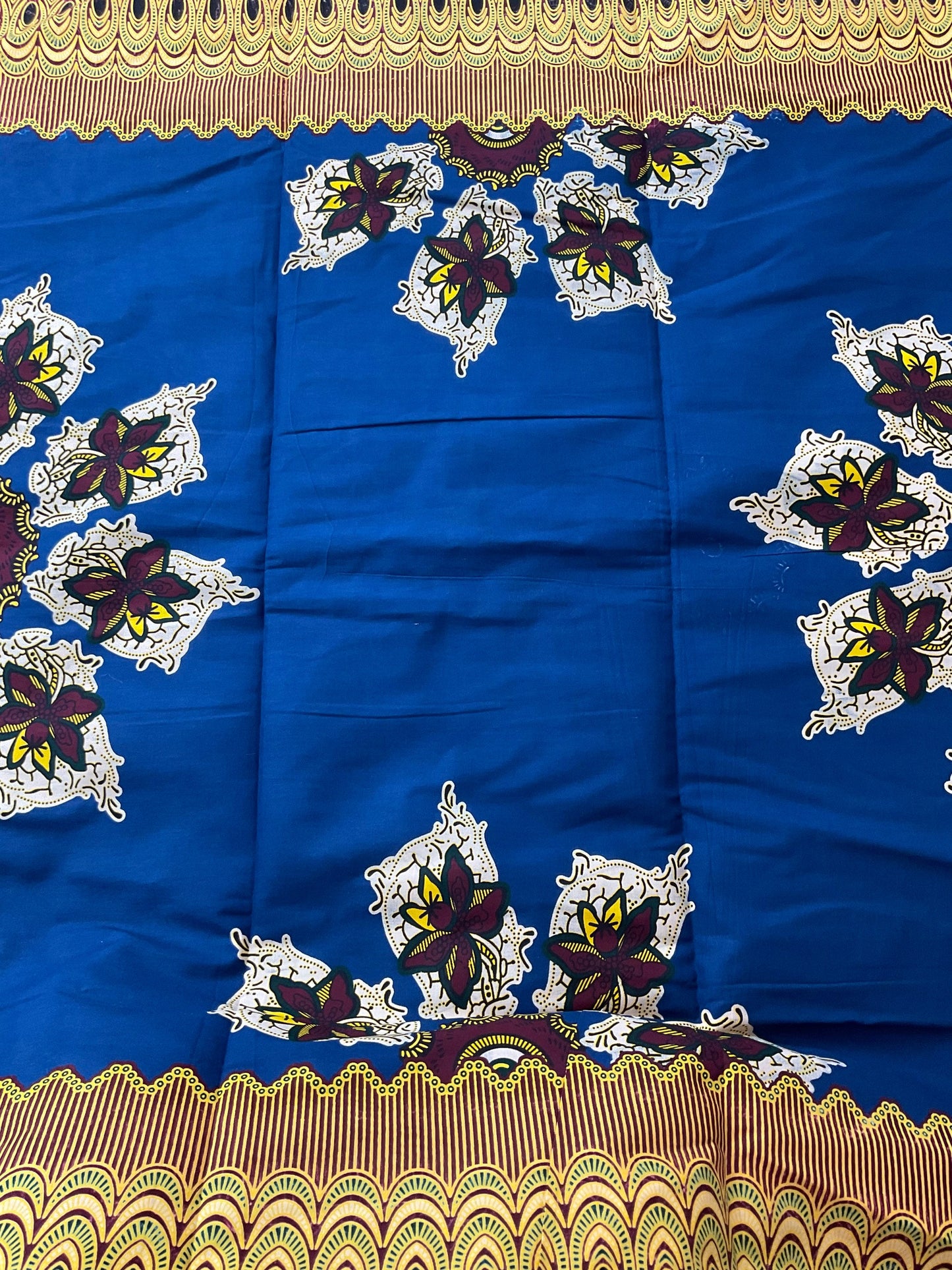 Blue and gold floral African Fabric/African prints/ Ankara fabric/ African fabric per yard/ African fabric for crafts/ African fab/MK153