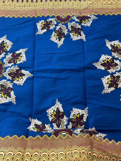 Blue and gold floral African Fabric/African prints/ Ankara fabric/ African fabric per yard/ African fabric for crafts/ African fab/MK153