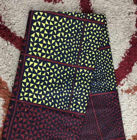 African Fabric/African Print Fabric/ Fabric/Ankara-Brown and Cream Square Design/YARD OR WHOLESALE/Block Print Fabric/African Mask/MK409/By