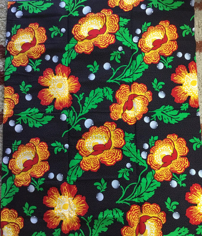 Black and green African Fabric/African prints/ Ankara fabric/ African fabric per yard/ African headwrap/ African fabric for crafts/MK415