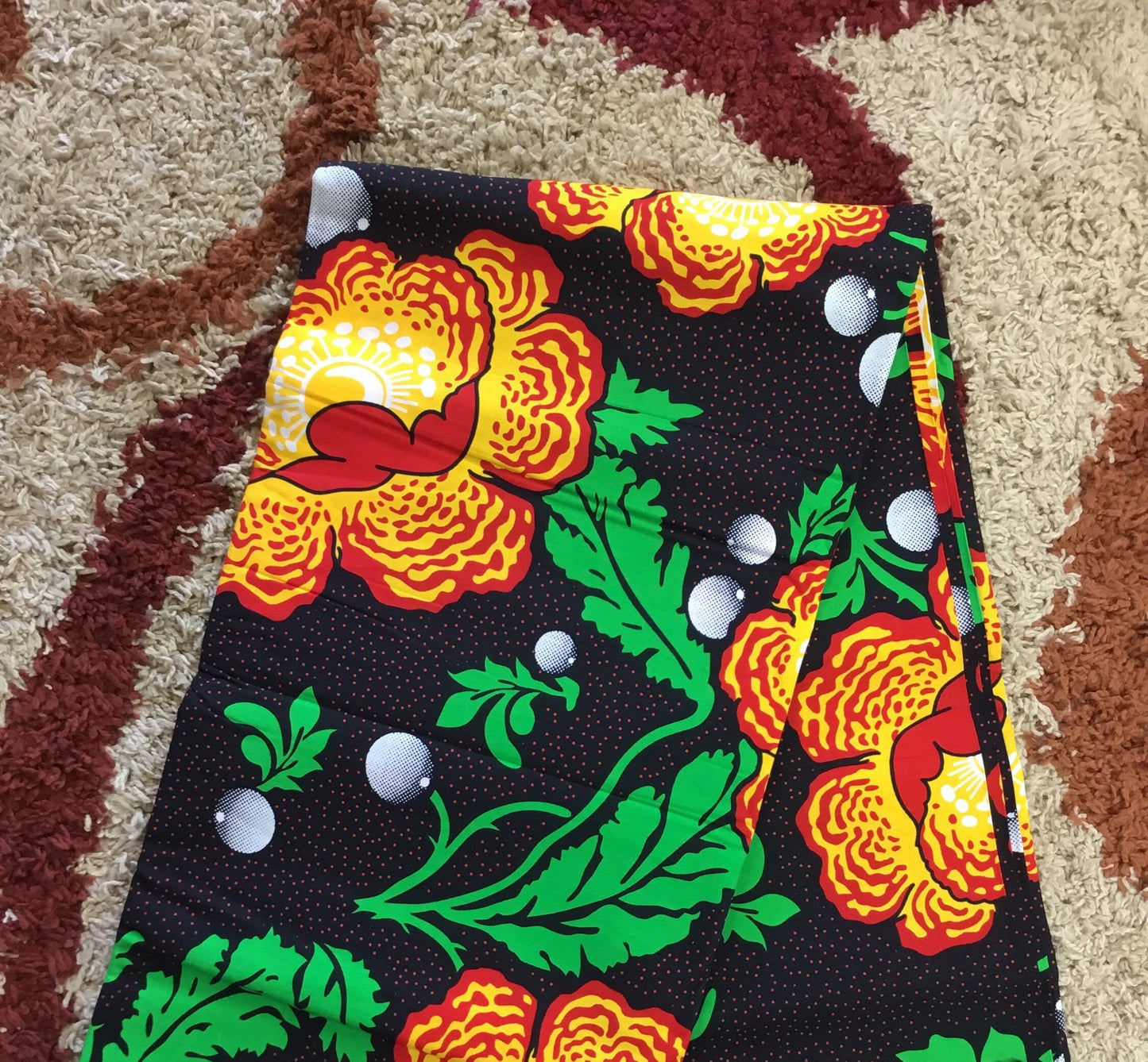 Black and green African Fabric/African prints/ Ankara fabric/ African fabric per yard/ African headwrap/ African fabric for crafts/MK415