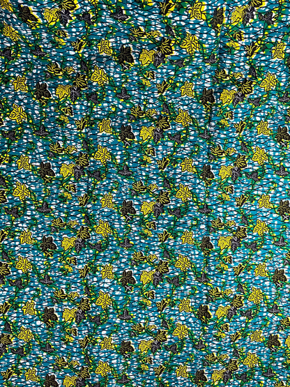 Green African Fabric/African prints/ Ankara fabric/ African fabric by the yard/black African fabric per yard/MK436