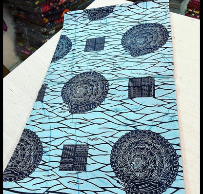 Blue African macaroni fabr /African prints/ Ankara fabric/ African fabric by the yard/ Wax prints/African fabric for apparels/MK750