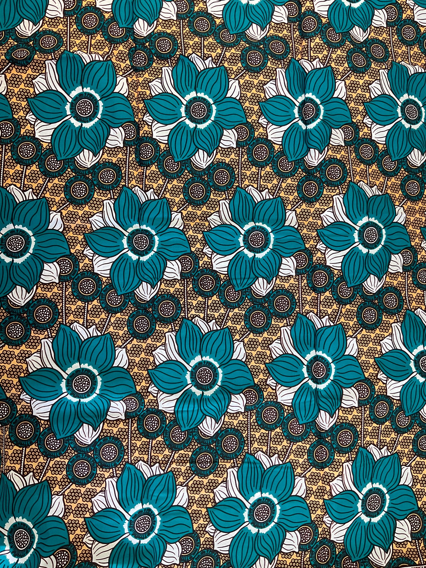 African Fabric/African prints/ Ankara-Teal and Marigold African Fabric/Wax print/ African decor/Crafts Fabric/FG60/African Dress/Fabric/Wax