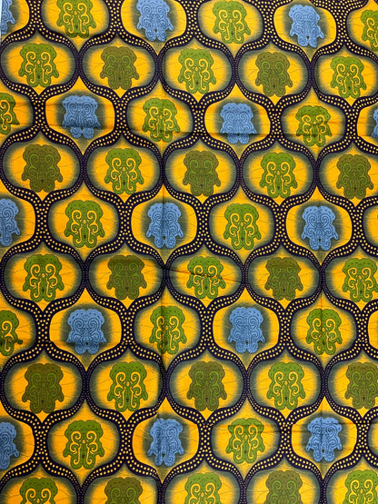 Gold African Fabric/African prints/ Ankara fabric/ African fabric by the yard/ Wax prints/ African fabric for apparels/MK462