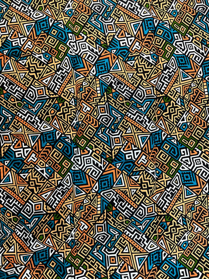 African Fabric/African prints/ Ankara fabric/ African wax/Hollandais/ by the yard fabric/ African print 6 yards/ African star fabric/MK132