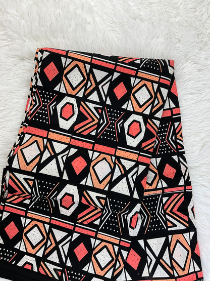 Orange and black African Fabric/African print/African fabric by the yard /Hollandais/ African fabric/ African fabric 6 yards/FG88ht