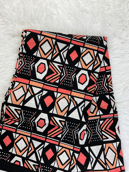 Orange and black African Fabric/African print/African fabric by the yard /Hollandais/ African fabric/ African fabric 6 yards/FG88ht