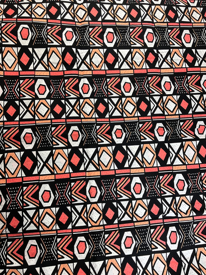 Orange and black African Fabric/African print/African fabric by the yard /Hollandais/ African fabric/ African fabric 6 yards/FG88ht