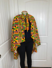 African print cape/ African wax shawl/ African fabric poncho/African high low cape/Ankara shawl for women/Plus size women shawl.