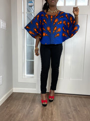 African Blouse/African Print Top/Summer Top/Plus Size Dress/Ankara Blouse/Blouse/Blue Top/African Fabric /African Clothing/African Kaftan