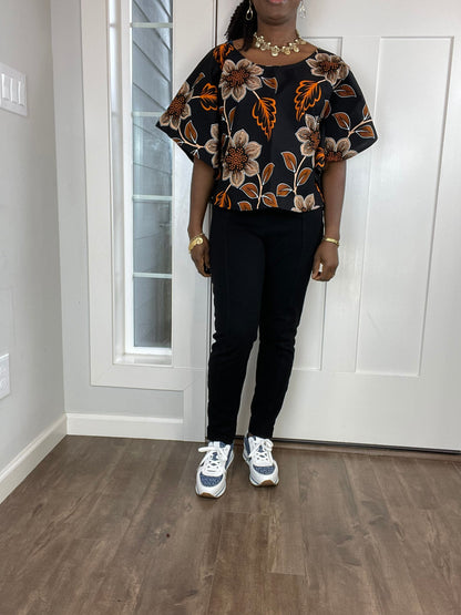 African clothing/ African Print Top/African cape Blouse/VA115