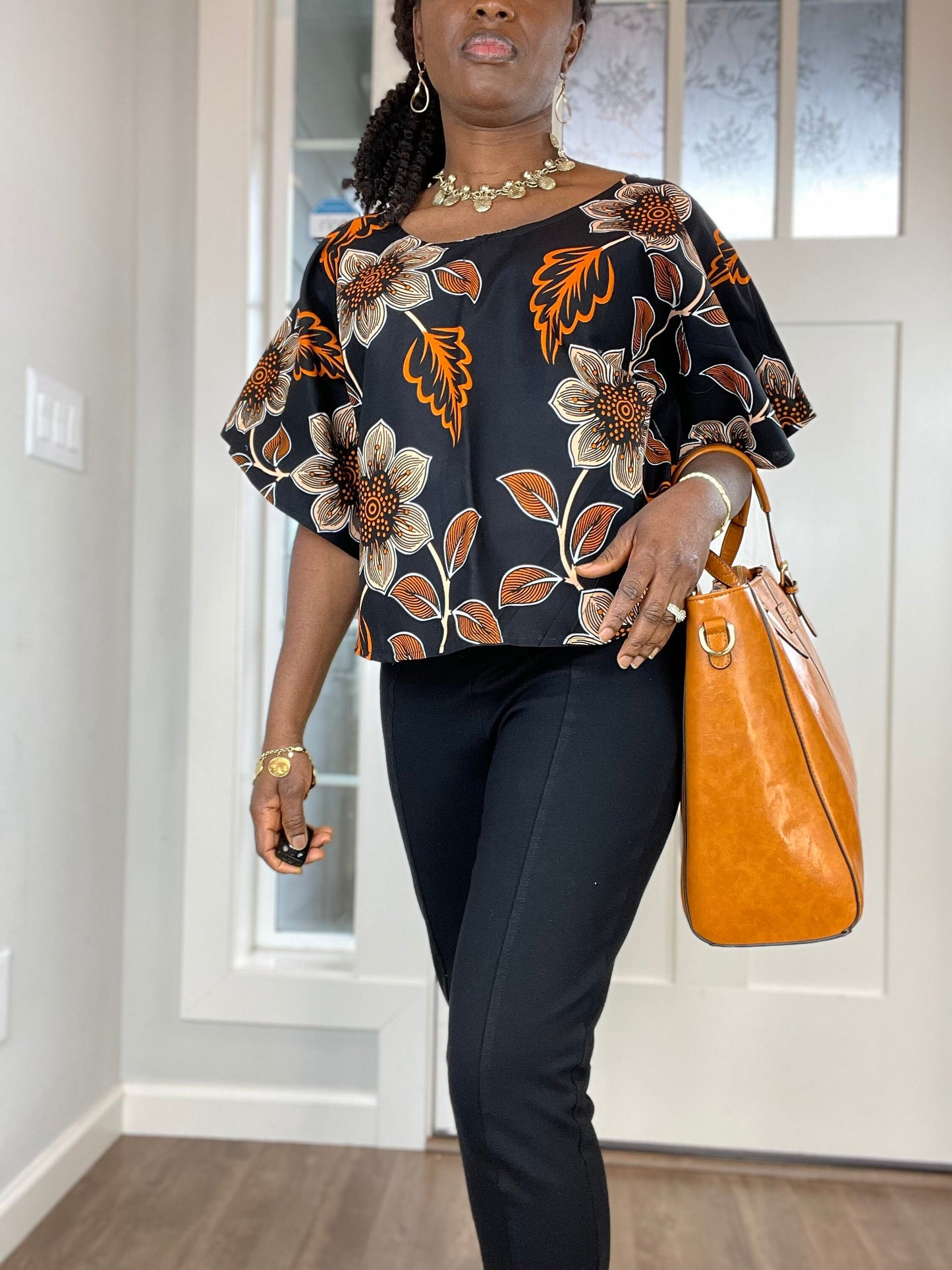 African clothing/ African Print Top/African cape Blouse/VA115