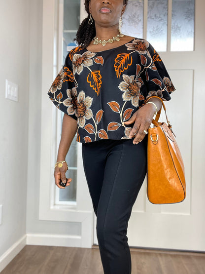 African clothing/ African Print Top/African cape Blouse/VA115