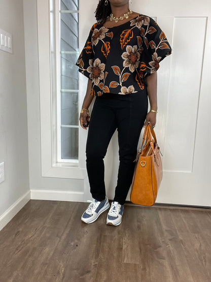 African clothing/ African Print Top/African cape Blouse/VA115